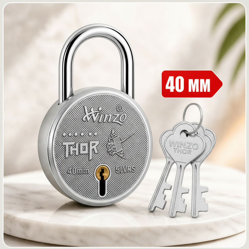 Winzolocks 40mm Thor Padlock 5 Lever Lock with 3 Keys Heavy Duty Security Lock