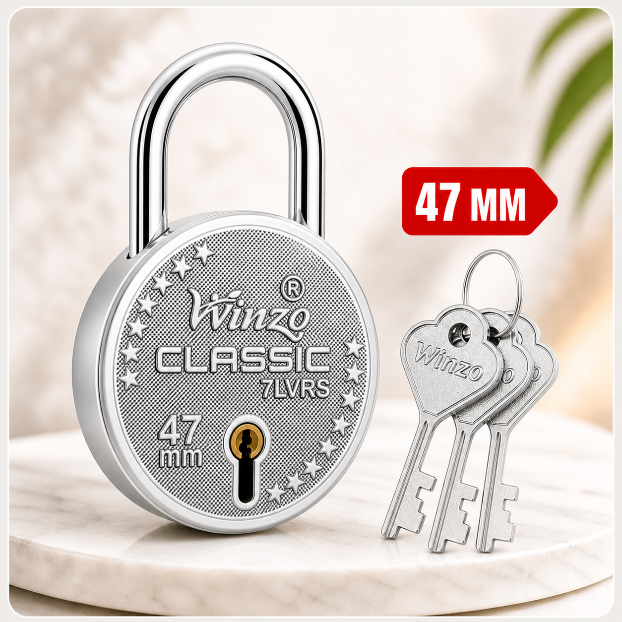 Winzolocks 47mm Classic Padlock 7 Lever Lock with 3 Keys Heavy Duty Security Lock