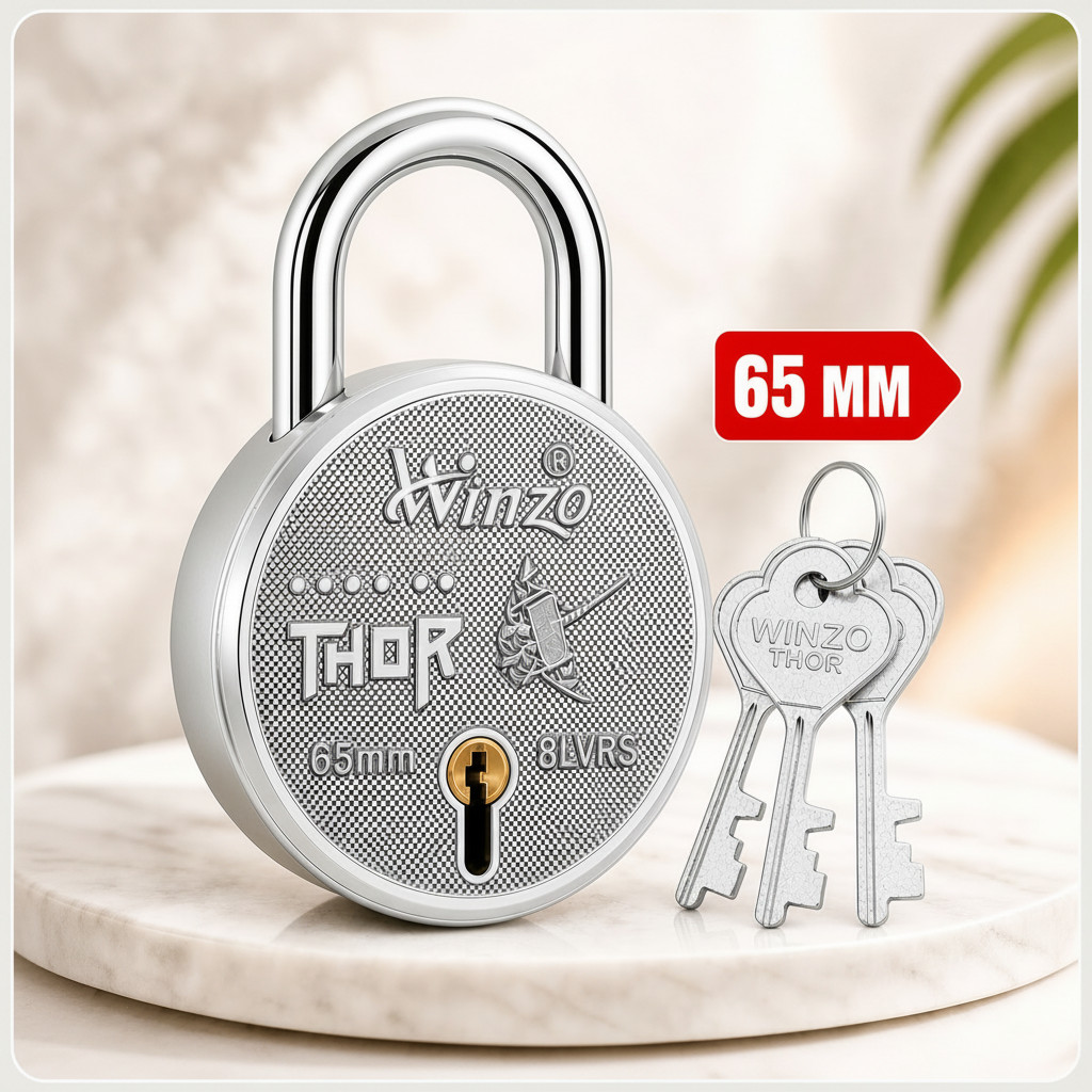 Winzolocks 65mm Thor Padlock 8 Lever Lock with 3 Keys Heavy Duty Security Lock